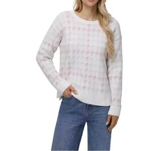525 America White and Pink Crew Neck Sweater
